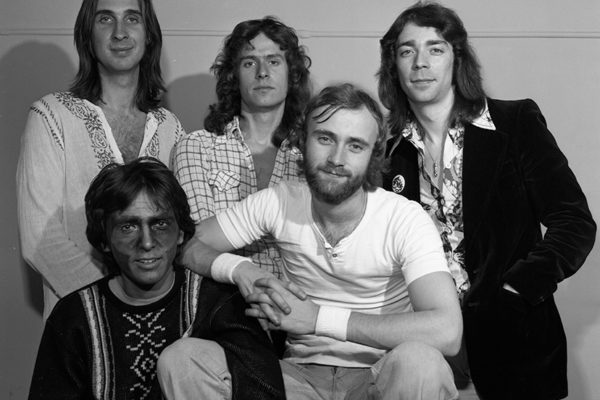 Picture shows    Genesis  backstage at Top of the Pops.Exact date unknown.L-R : Mike Rutherford, Tony Banks , Steve Hackett, front Peter Gabriel and  Phil Collins